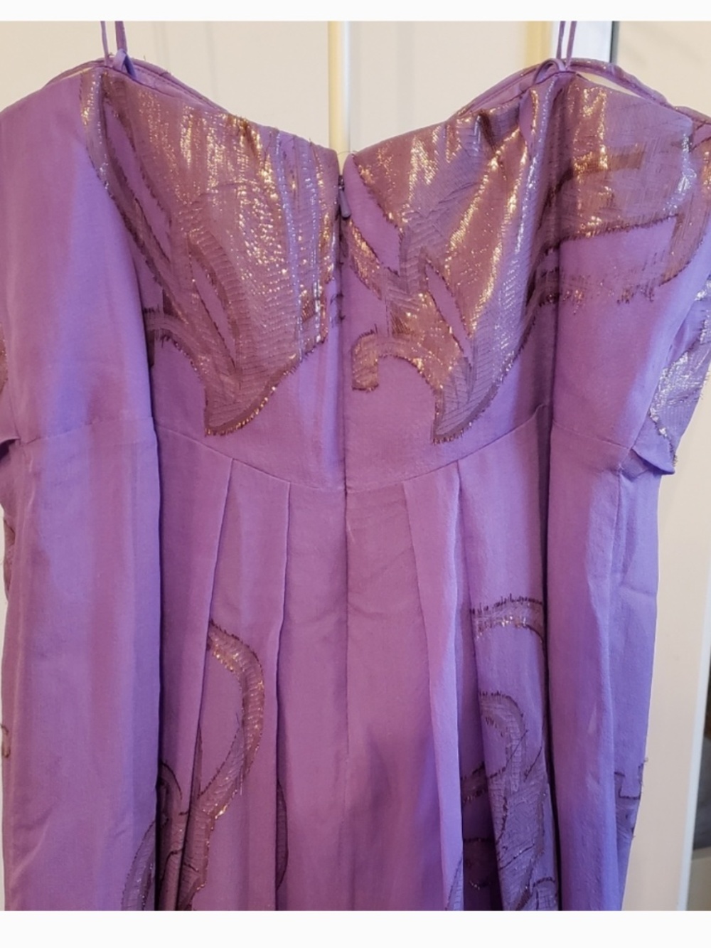 NICOLE MILLER Maxi Dress Gown Purple Metallic Prom - Picture 3 of 5